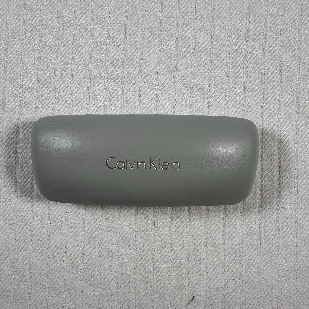 Calvin Klein Eyeglass & Sunglass Hard Case Gray Silver Clam Shell